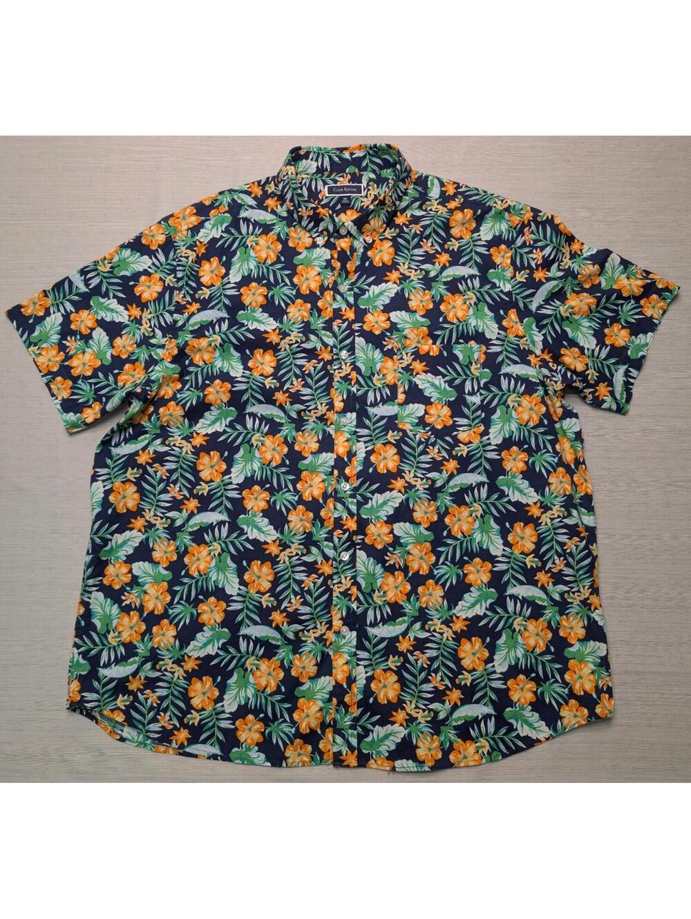 Club Room Hawaiian Floral Short Sleeve Button Up Shirt 3XL